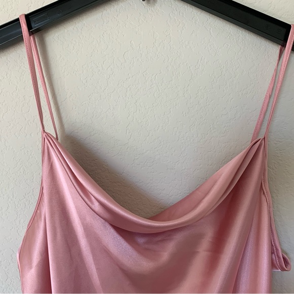 Bebe Pink Satin Slip Dress - Picture 3 of 10